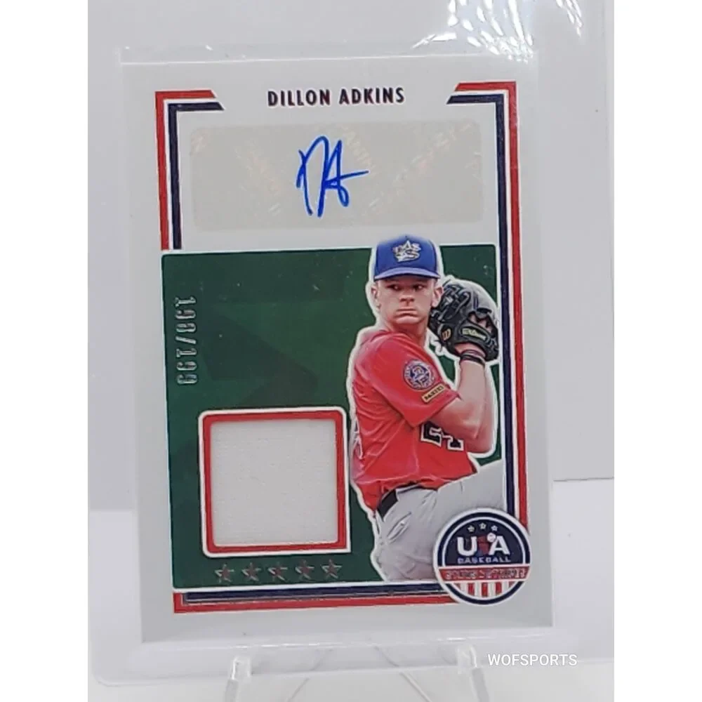 2022 Panini USA Baseball Dillon Adkins Relic Auto #SSS-DA1 198/199 Kids Card
